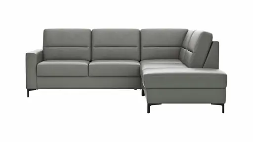 Ecksofa Merlos H. - 2,5-Sitzer mit Ecke rechts, Leder, Graubraun