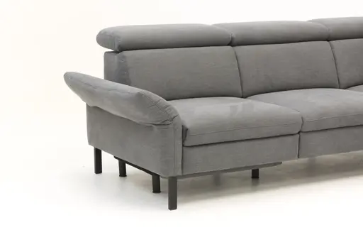Ecksofa - 2,5-Sitzer mit  Ecke rechts, Kopfstütze/Armlehne verstellbar (manuell), Webstoff, Dunkelgrau