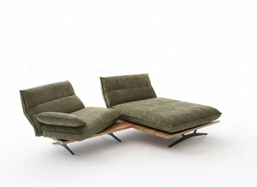 Sofa - 2-Sitzer, Kopfteil/Armlehne/Sitztiefe verstellbar, Stoff, Olivgrün