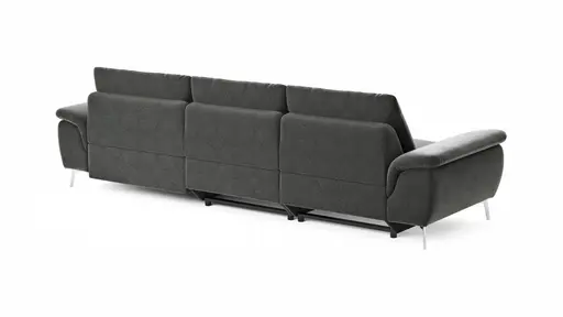 Ecksofa Gotera - 1,5-Sitzer med. + 1,5-Sitzer med. mit Longchair rechts inkl. Rückenlehne verstellbar, Stoff, Anthrazit