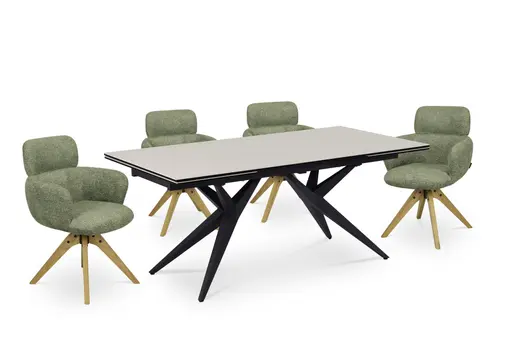 Esstisch MICHELA - ausziehbar, LB ca. 180x95 cm, Glaskeramik, Travertin farbig