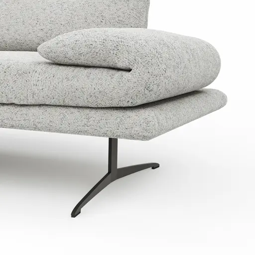 Ecksofa Lucero 2.0 - Longchair mit 2-Sitzer rechts inkl. Sitztiefenverstellung, Drehsitz und Sitztiefe verstellbar, Stoff, Offwhite
