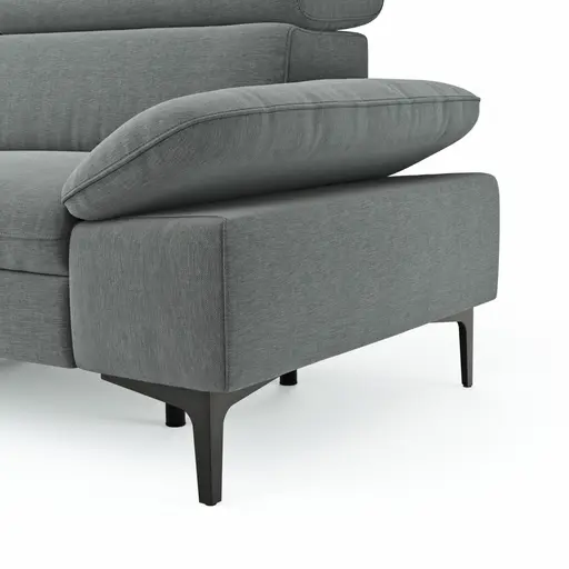 Ecksofa Felipa - Ecke links mit 2,5-Sitzer inkl. Armlehne verstellbar und Rückenlehne/Sitztiefe verstellbar (motorisch), Stoff, Grau