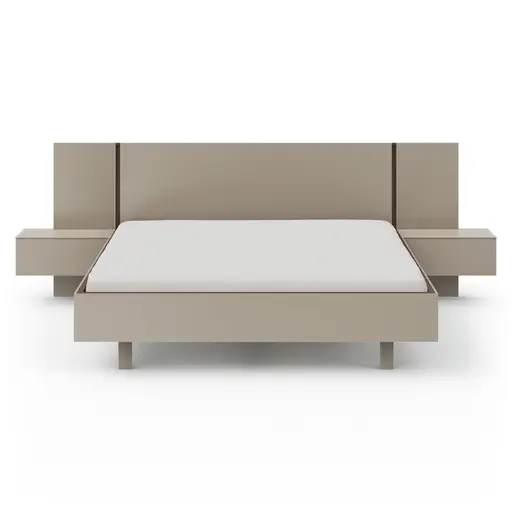 Bettanlage Matera - Liegefläche ca. 180x200 cm, Lack, Muschelgrau, Wildeiche, Coffee