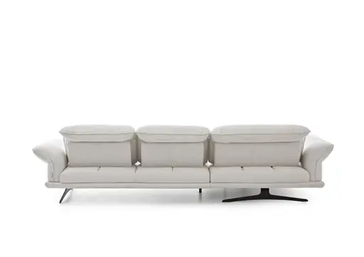 Ecksofa - Longchair links mit Sofa 2-Sitzer, Sitztiefe verstellbar, Stoff, Snow