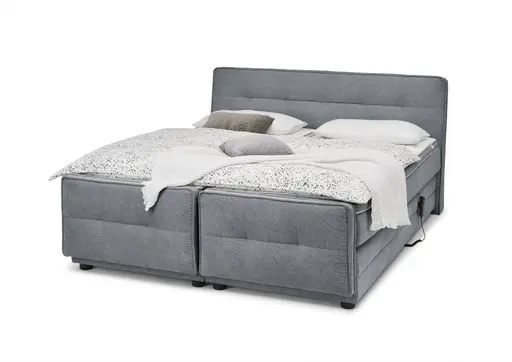 Boxspringbett- Liegefläche ca. 180x200 cm, Stoff, Mittelgrau