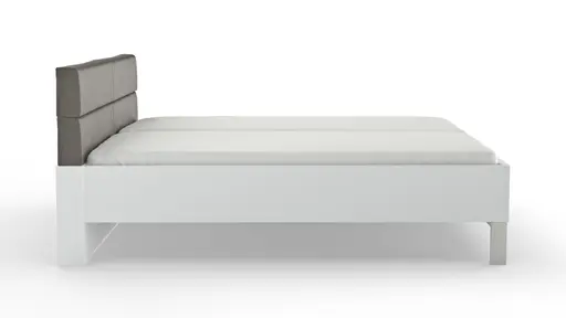 Bett Viana - Liegefläche ca. 200x200 cm, Holzwerkstoff Weiß, Kunstleder Anthrazit