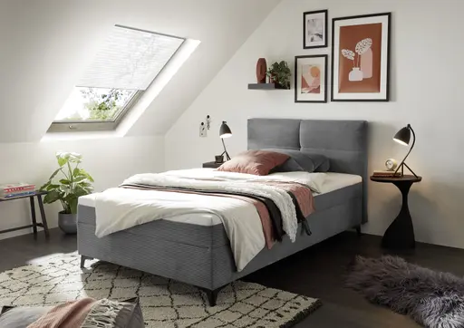 Boxbett - Liegefläche ca. 120x200 cm, Stoff, Grau