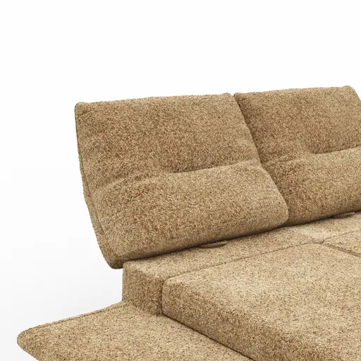 Sofa Lucero 2.0 - 2-Sitzer inkl. Drehsitz, Rollout-Armlehne und Sitztiefe verstellbar, Stoff, Cognac