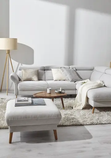 Hocker Maryville - LB ca. 74x74 cm, Stoff, Beige