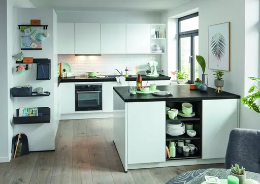 Inselküche 51.170 GL 10 520, Kristallweiß Hochglanz