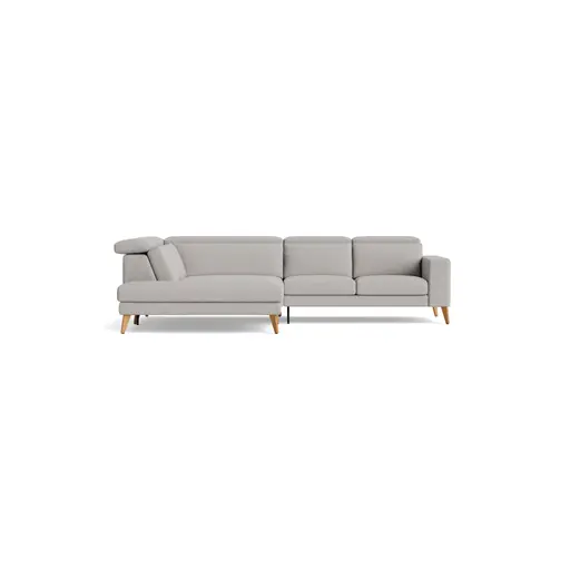 Ecksofa Braska - Loungecke links mit 2,5-Sitzer rechts, inkl. Sitzauszug (motorisch) und Kopfstütze, Stoff, Kaschmir