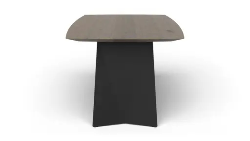 Esstisch 3100 - LB ca. 220x100 cm, Asteiche massiv, Geräuchert, Bianco, Stahlwange, Schwarz