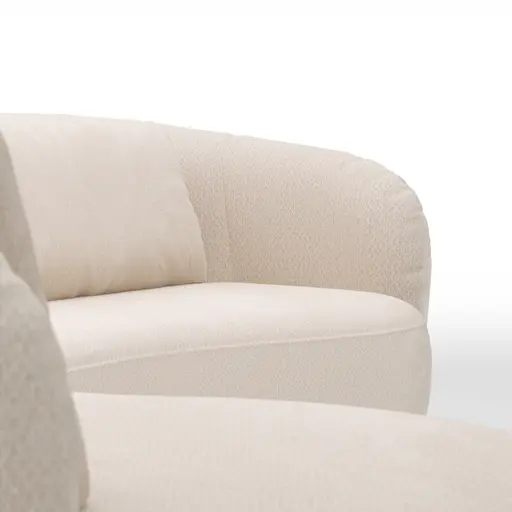 Ecksofa Karasu - Ottomane links mit 3-Sitzer rechts, Stoff, Creme