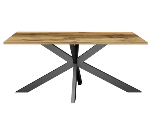 Esstisch - LB ca. 180x90 cm, Plankeneiche, Schwarz