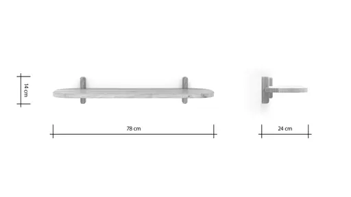 Wandregal Signe - B ca. 78 cm, Asteiche massiv, Geölt