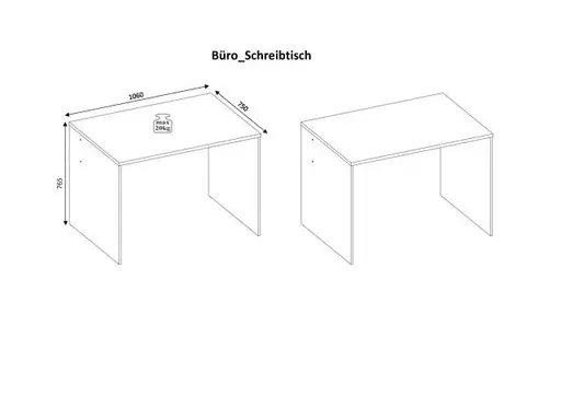 Schreibtisch - LB ca. 106x75 cm, Sonoma Eiche Nachbildung