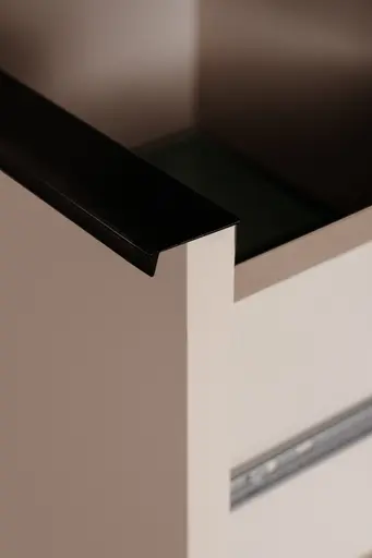 Vitrine - B ca. 60 cm, Sand, Schwarz