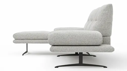 Ecksofa Lucero 2.0 - Longchair mit 2-Sitzer rechts inkl. Sitztiefenverstellung, Drehsitz und Sitztiefe verstellbar, Stoff, Offwhite