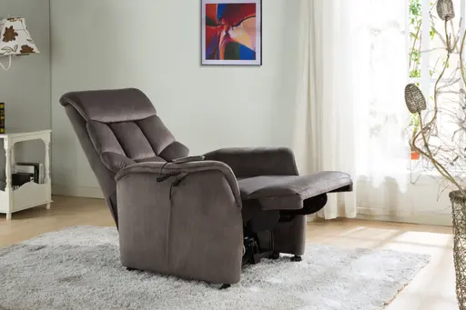 TV-Sessel - Aufstehhilfe, Relaxfunktion, Kopfteilverstellung, Stoff, Grau