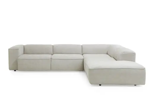 Ecksofa - 3-Sitzer mit Ecke rechts, Stoff, Natur