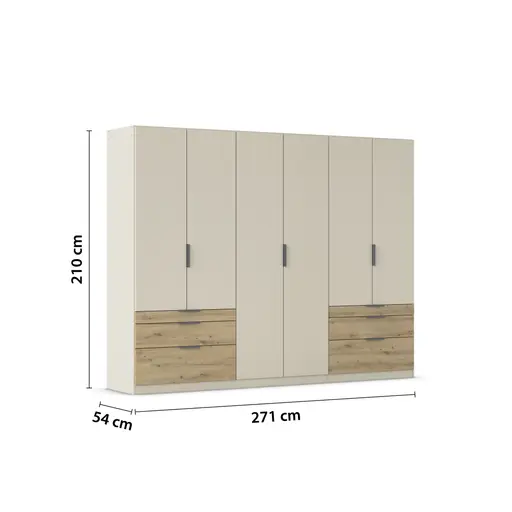 Drehtürenschrank RANI- B ca. 271 cm, Champagner, Eiche Dekor