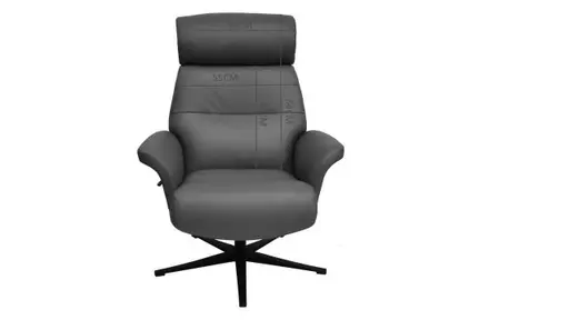 TV-Sessel MOANI mit Hocker - drehbar, Kopfteilverstellung, Leder, Dunkelbraun