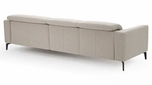 Ecksofa Rafaela 2.0 - 2,5-Sitzer mit Longchair rechts inkl. Sitzvorzug, Kopteilverstellung motorisch und Relaxfunktion motorisch im Longchair, Stoff, Champagner