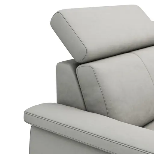 Ecksofa Cornella - 2-Sitzer mit Ecke rechts inkl. Relaxfunktion (motorisch) und Kopfteil verstellbar, Stoff, Hellgrau