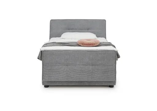 Boxspringbett- Liegefläche ca. 120x200 cm, Stoff, Mittelgrau