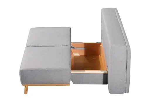 Querschläfer - Schlaffunktion mit Bettkasten, Stoff, Eisblau