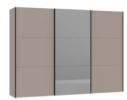 Schwebetürenschrank JOIN IT- B ca. 303 cm, Nougat, Spiegel, Dunkel