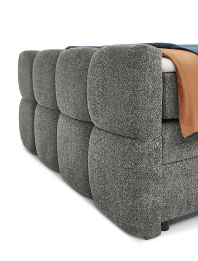 Boxspringbett SANDRIN R- Liegefläche ca. 140x200 cm, Stoff, Grau, inkl. Stauraum und Fußteil