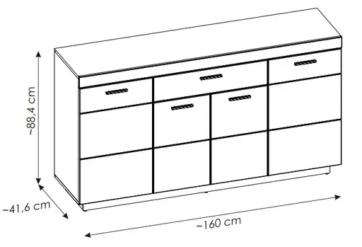 Sideboard - B ca. 160 cm, Kaschmir, Coast Evoke Eiche Nachbildung