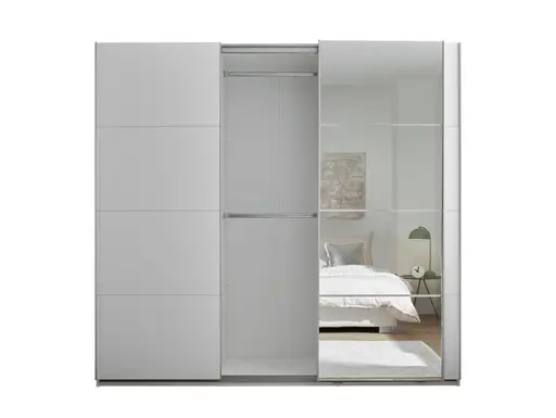Schwebetürenschrank- B ca. 215 cm, Weiß, Spiegel