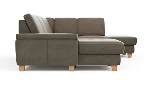 Wohnlandschaft Sommerville - Longchair links mit 2,5-Sitzer und Ecke rechts, Stoff, Braun