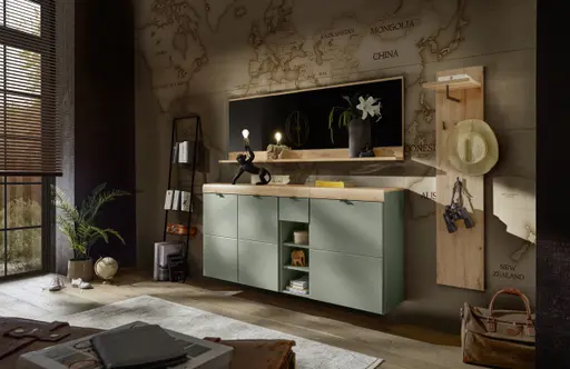 Regal - B ca. 30 cm, Schilfgrün, Artisan Eiche Nachbildung