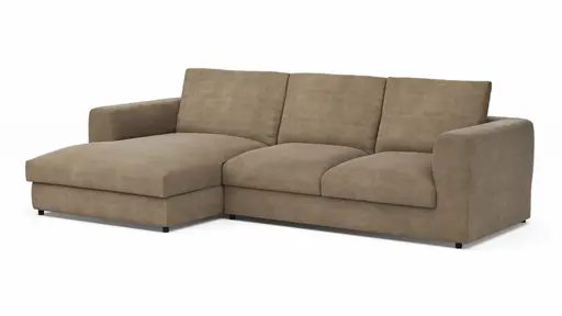 Ecksofa Stormy - Longchairs links mit 2,5-Sitzer, Stoff, Rauchbraun