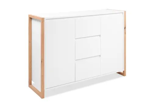 Kommode - B ca. 120 cm, Weiß, Artisan Eiche Nachbildung