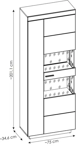 Vitrine - mit Beleuchtung, B ca. 75 cm, Kaschmir, Coast Evoke Eiche Nachbildung