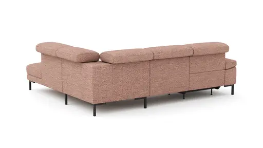Ecksofa Hudson - 2,5-Sitzer mit Ecke rechts, inkl. Kopfteil/Armlehne verstellbar und Sitzvorzug/Relaxfunktion (motorisch), Stoff, Kupfer