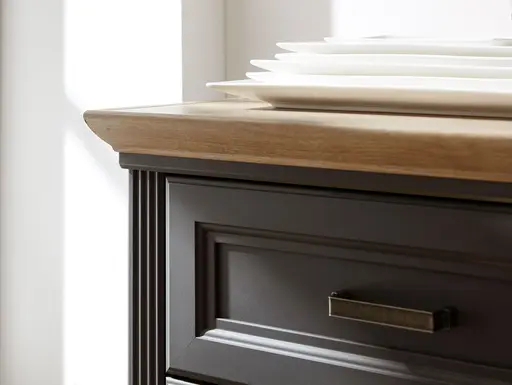 Highboard - mit Beleuchtung, Graphit, Eiche Dekor