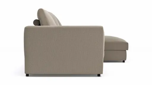 Ecksofa Stormy - 2,5-Sitzer mit Longchair rechts, Stoff, Graubeige