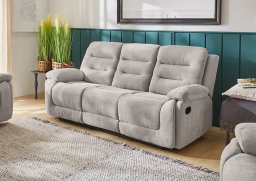 Sofa - 3-Sitzer, Relaxfunktion, Stoff, Grau