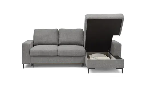 Ecksofa - 2-Sitzer mit Longchair rechts, Stoff, Grau