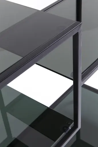 Regal- B ca. 115 cm, Stahl, pulverbeschichtet, Schwarz, Glas, Schwarz