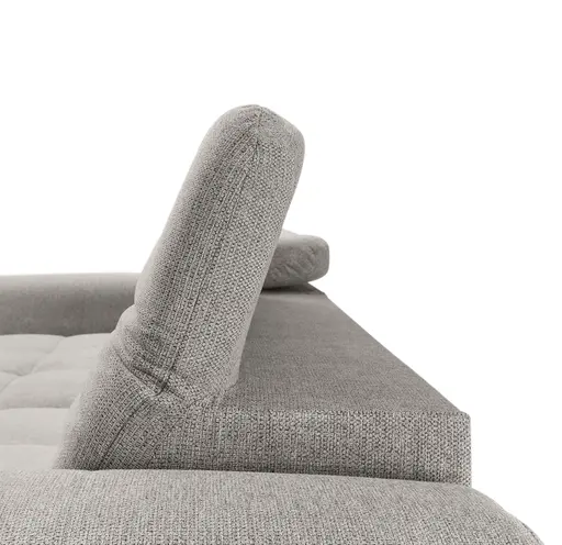 Ecksofa - Longchair links mit 2-Sitzer, Kopfteil verstellbar, Sitztiefe verstellbar motorisch, Stoff, Taupe