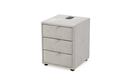 Nachttisch- Inkl. Ladeport, Stoff, Hellgrau