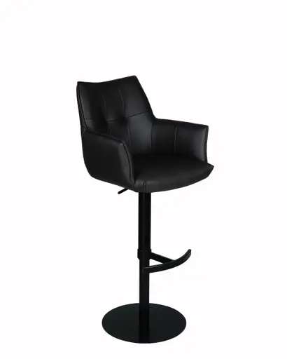 Barhocker MAKANA - drehbar, höhenverstellbar, Stoff, Schwarz