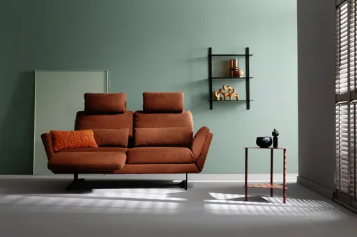 Sofa Tova - 2-Sitzer inkl. Rücken- und Armlehnfunktion, Kufe, Stoff, Rost